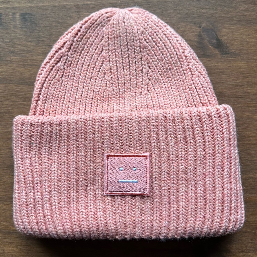 NWT Peach-pink Acne wool ribbed beanie